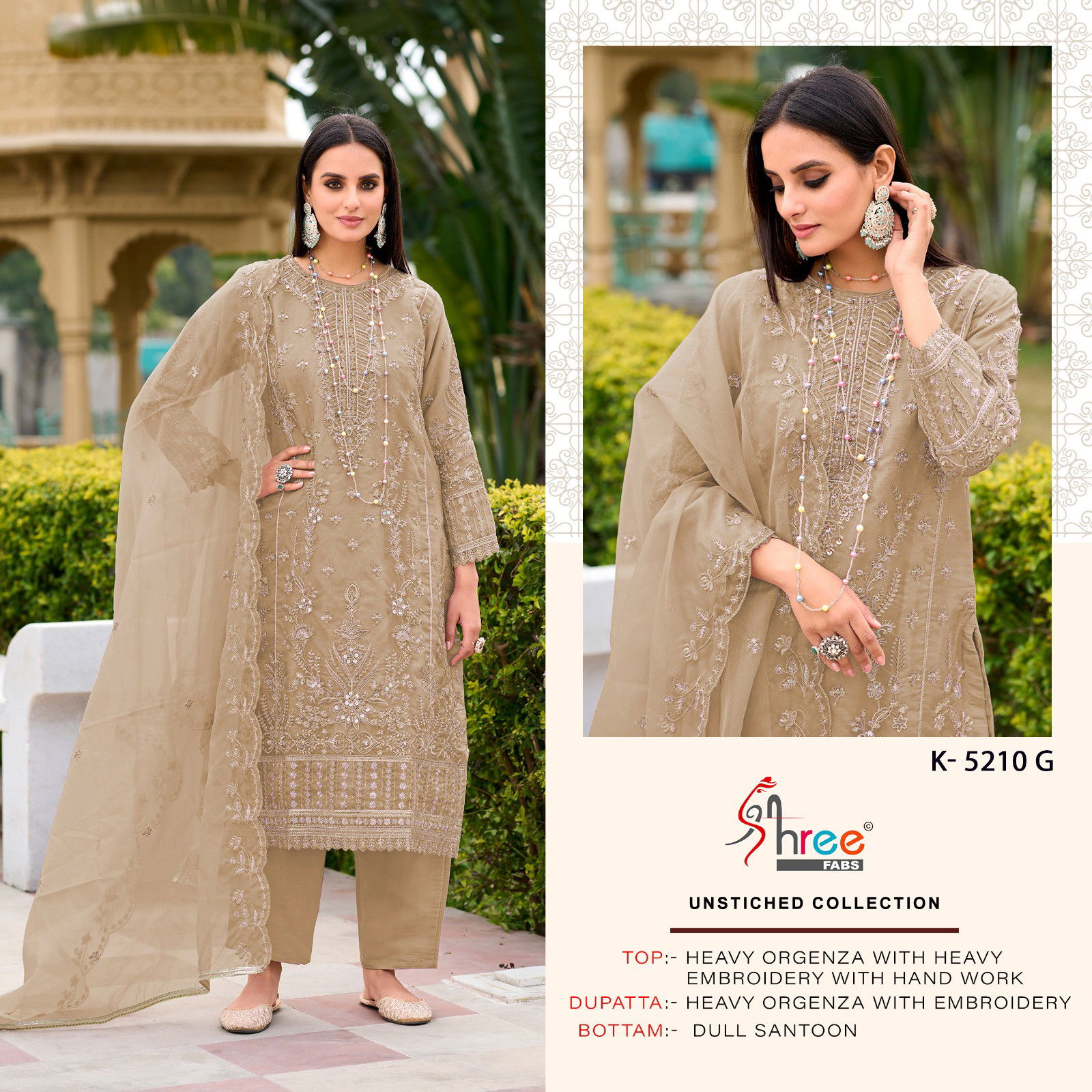  K 5210 Organza by Shree  Embroidered Pakistani Suit Collection